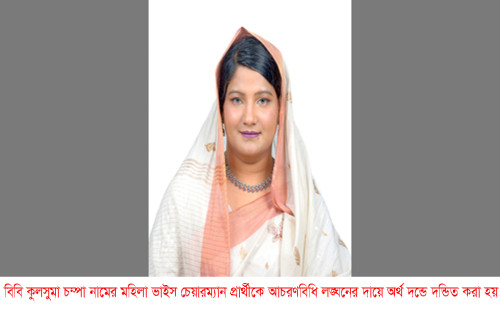 মিরসরাইয়ে অর্থ দন্ডে দন্ডিত হলেন মহিলা ভাইস চেয়ারম্যান প্রার্থী চম্পা 